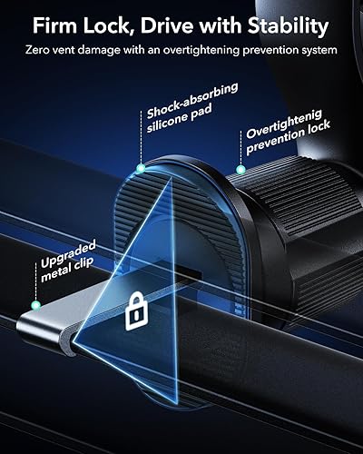 Miniatura 5 de ESR OmniLock Qi2.2 - Cargador MagSafe de 25 W para montaje en automóvil con CryoBoost, cargador MagSafe para automóvil con refrigeración para