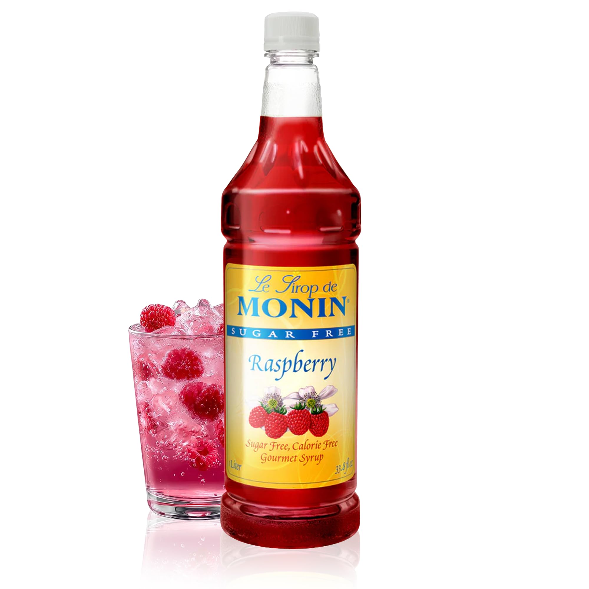 Sugar Free Raspberry Syrup, Sweet and Tart, Great for Cocktails and Lemonades, Gluten-Free, Non-GMO (1 Liter)