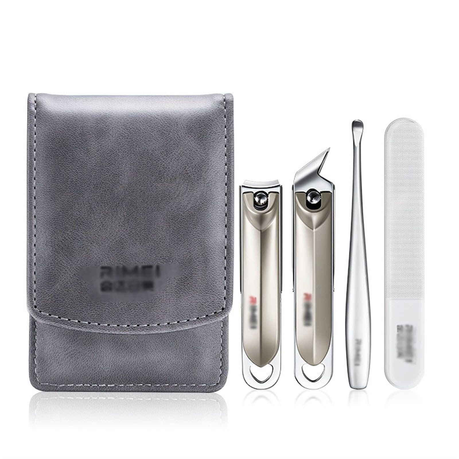 Zestaw obcinaczy do paznokci 4 szt. Zestaw obcinaczy do paznokci, przenośny zestaw do manicure z etui ze skóry PU, zestaw do manicure ze stali nierdzewnej, narzędzia do pedicure do stóp, Gris