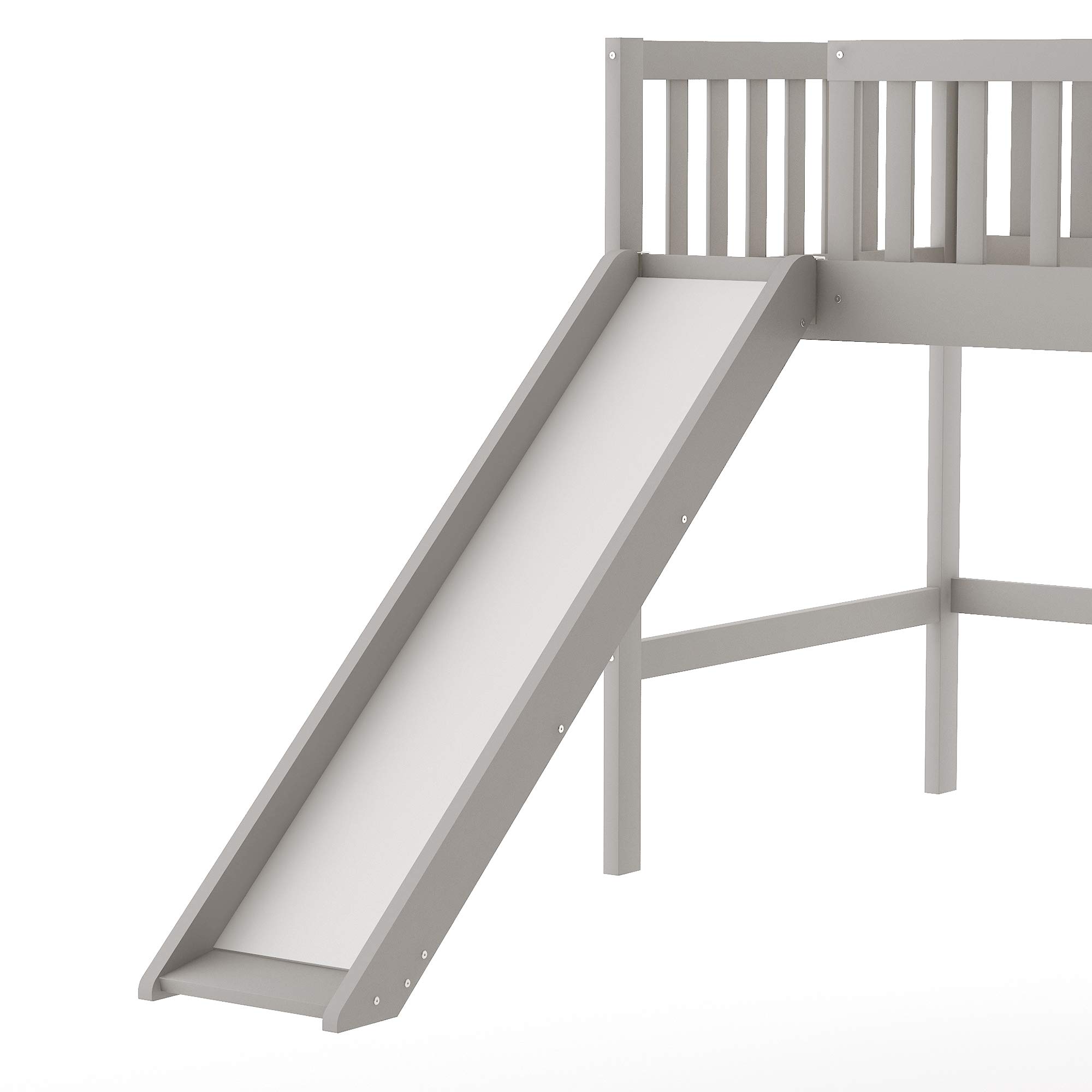 Solid Wood Loft Bed with Slide and Ladder for Kids Teens Toddlers,Low