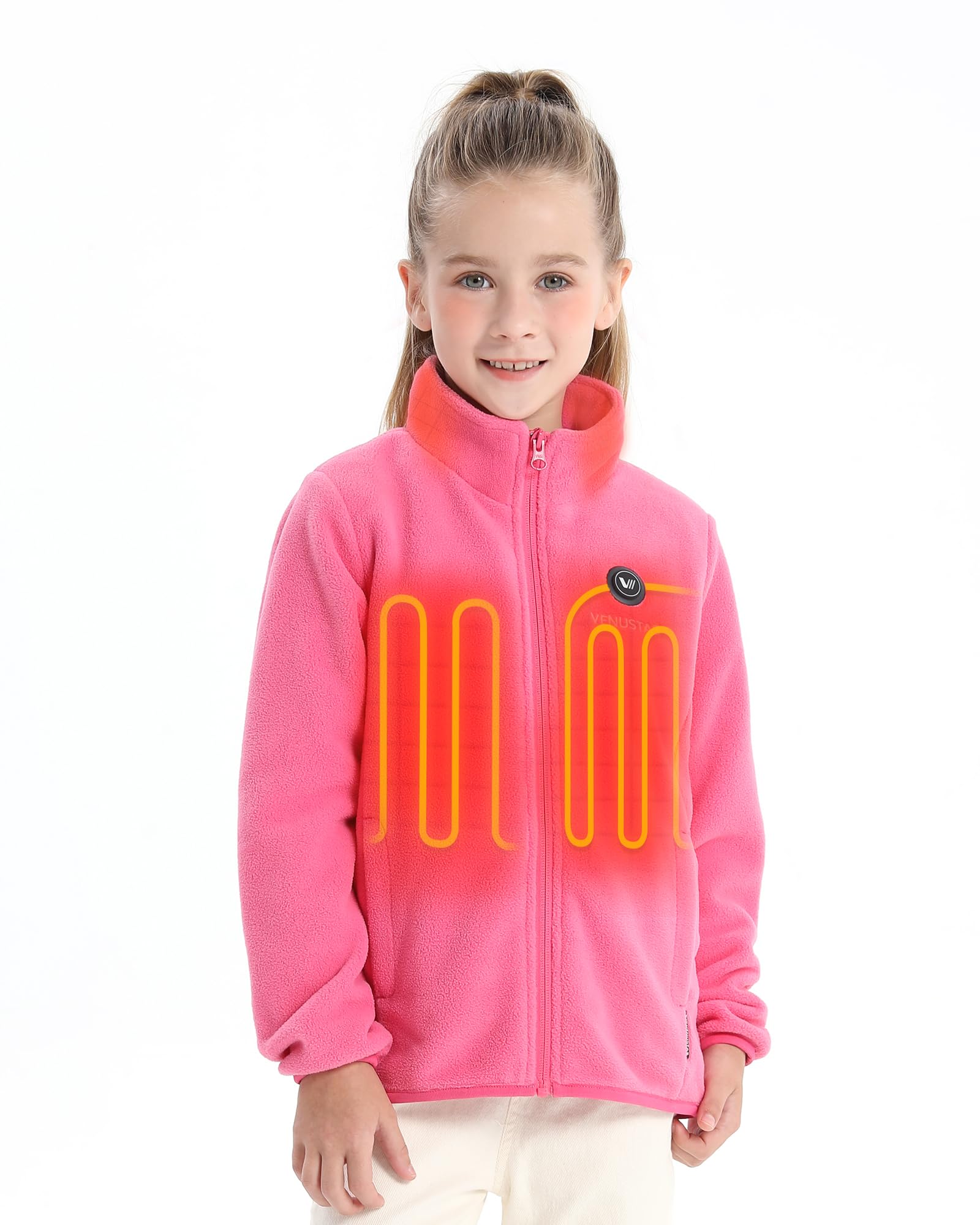 Venustas Kids Heated Fleece Jacket with Battery, Boys Girls Youth Electric Heated Coat for Winter
