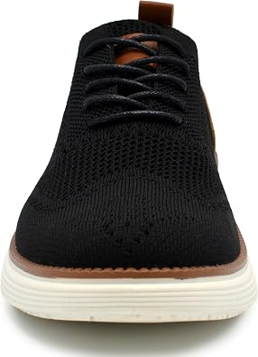 حذاء AKADEMIKS Olney Wingtip Knit Oxford للرجال، فستان أنيق وجيد التهوية، أسود A، مقاس 11