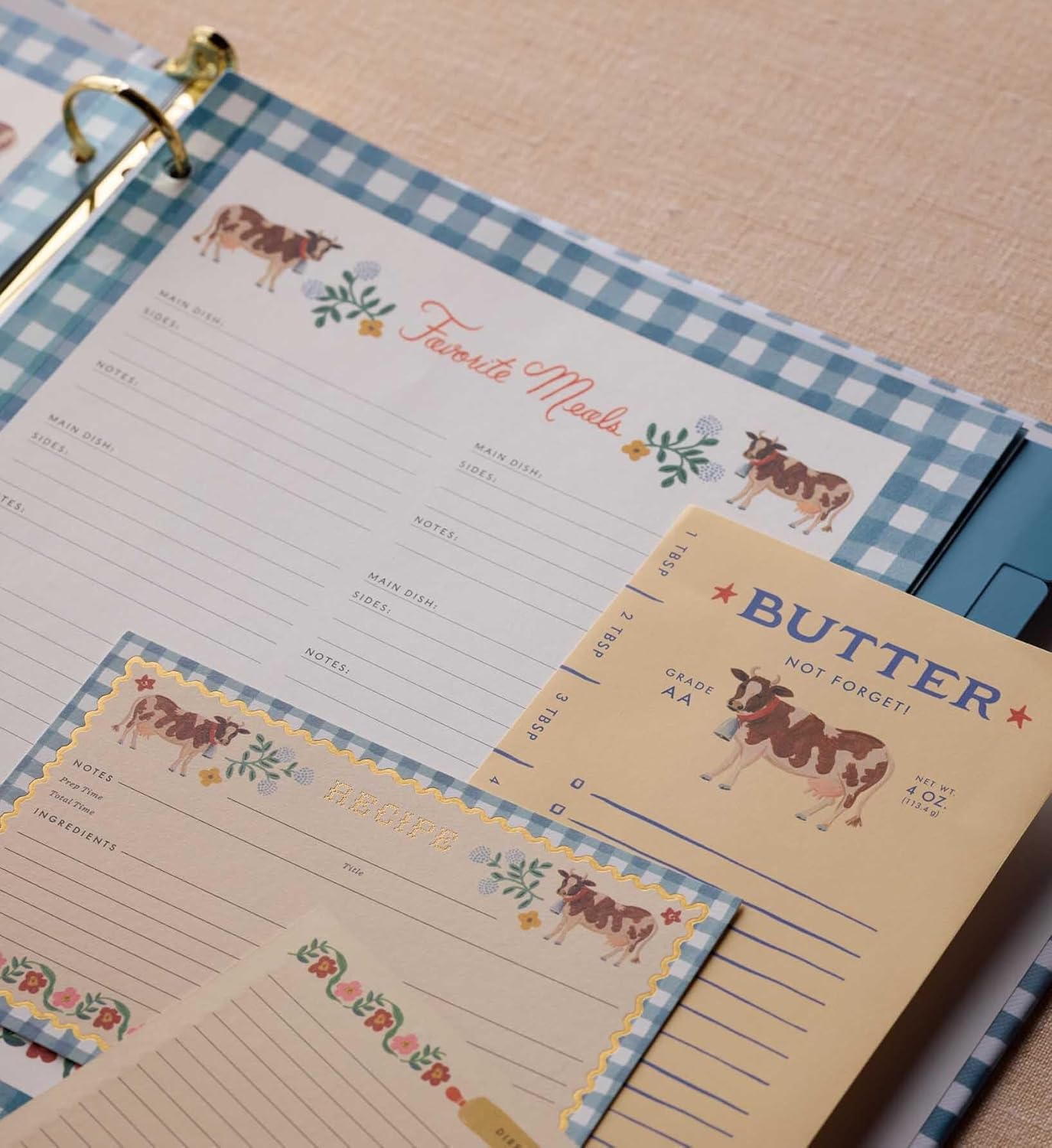 RIFLE PAPER CO. Home Sweet Home Recipe Organizer Binder - 1" Three-Ring Binder with Illustrated Cover, Holds 175+ Recipes, Includes 3 Tabbed Dividers and 6 Adhesive Labels, Reinforced Metal Corners