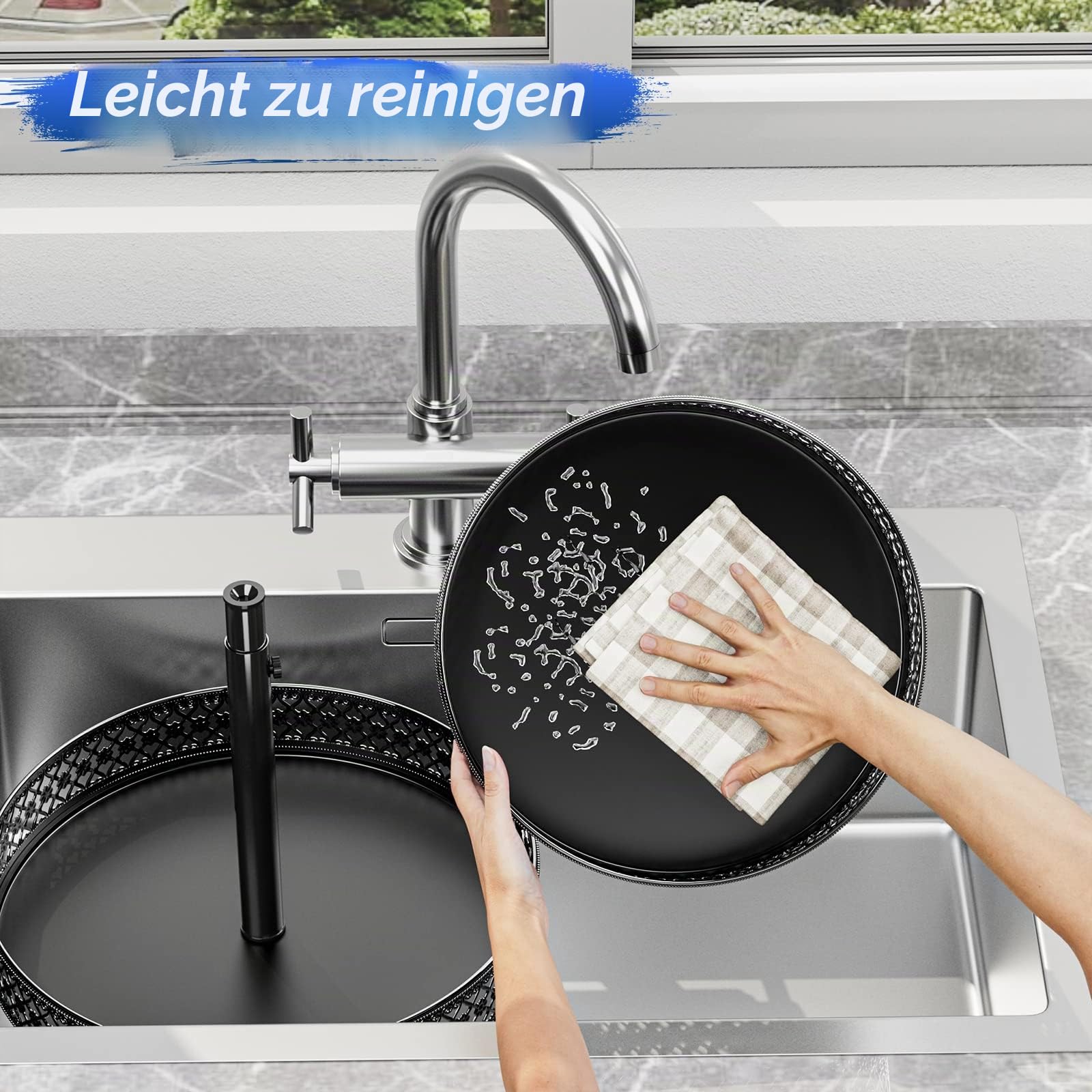 Ovicar Lazy Susan Organizer mit 2 Etagen, Drehteller, Gewürzregal, 30,5 cm, verstellbar, Metall, drehbar, Lazy Susan für Schrank, Speisekammer, Küche, Arbeitsplatte, Esstisch, Schrank, Badezimmer,