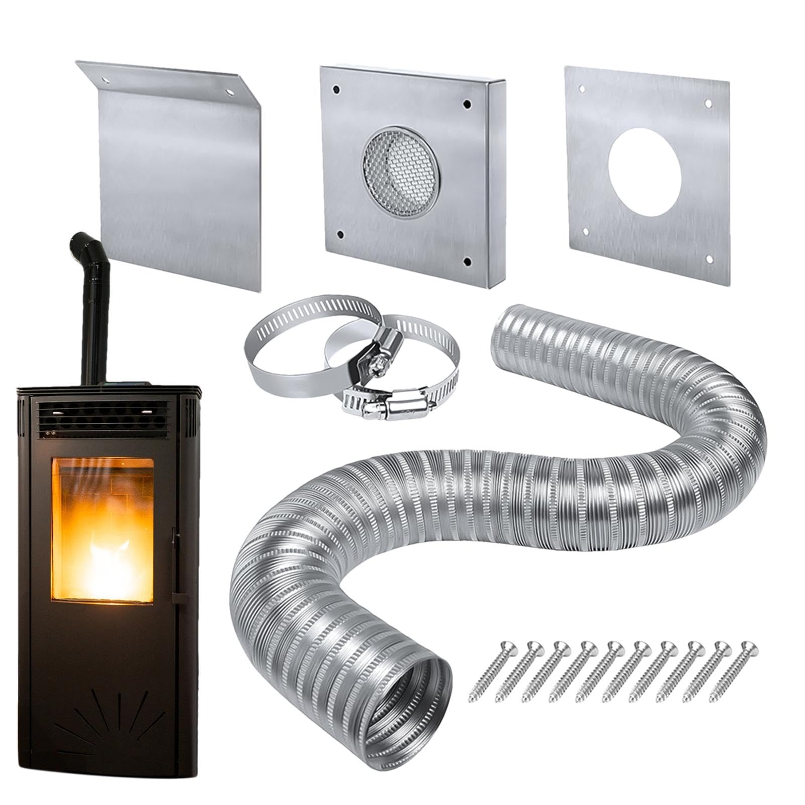 Tubo di sfiato per stufa a pellet, tubo di sfiato per stufa a pellet | per e stufe resistenti al calore, set di attrezzi per , kit di presa d'aria, design robusto migliora