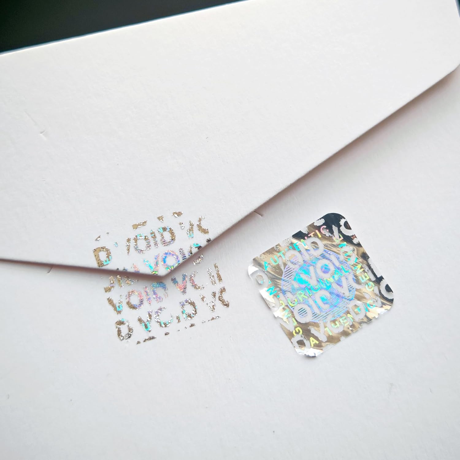 500pcs per roll Hologram Tamper Proof Stickers Original Genuine Product Seal Stickers Security Warranty Void Labels(0.6inch,Roll,Silver) - Image 6