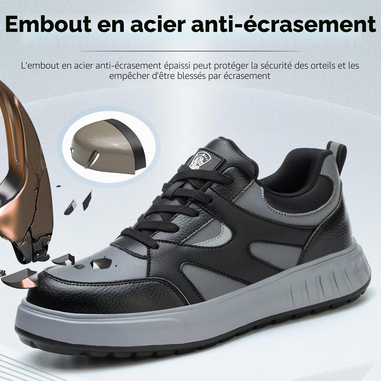 DUNPAI Chaussures de Sécurité Hommes Femmes Légère Basket de Securite Confortable Chaussures de Travail avec Embout en Acier