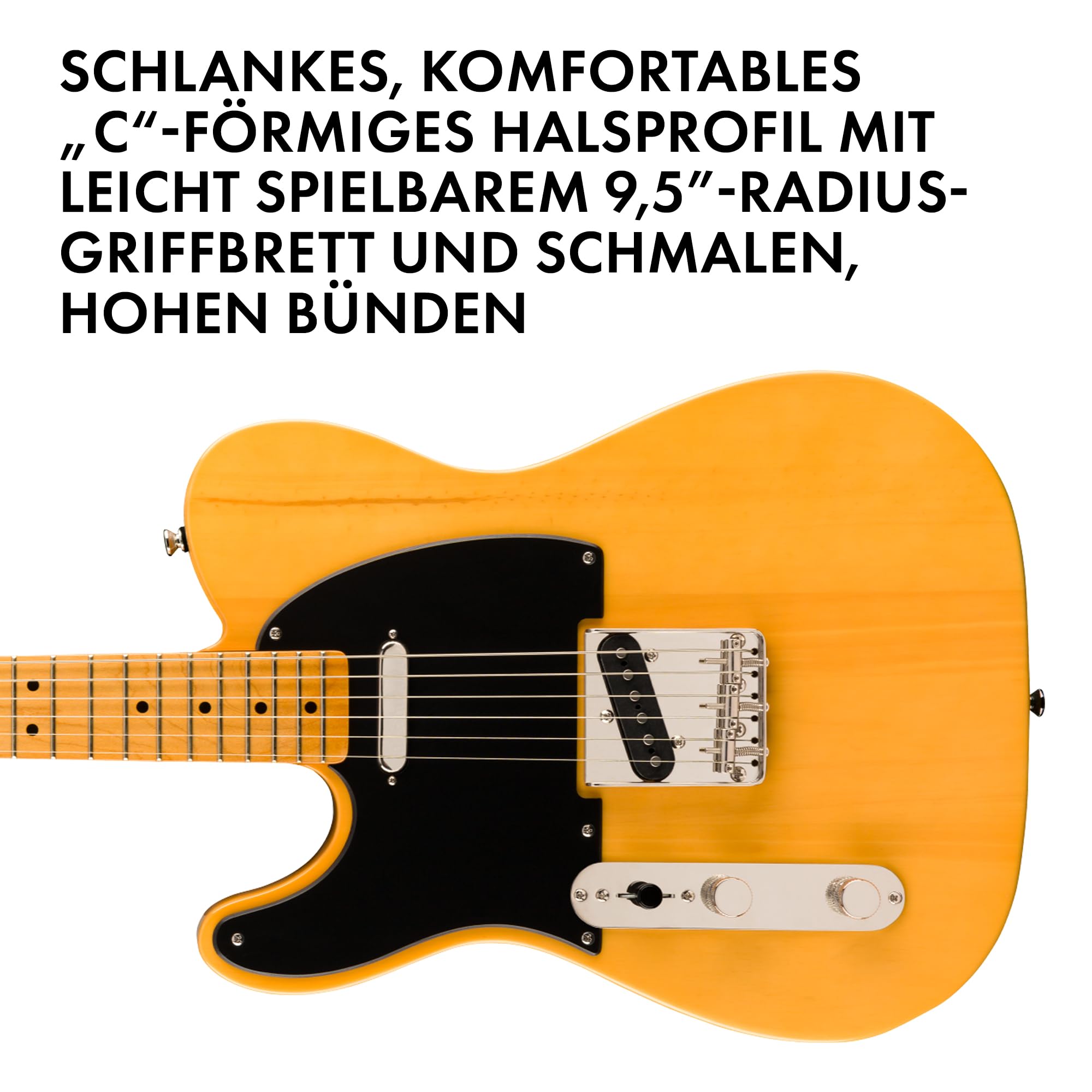 Squier by Fender Classic Vibe 50s Telecaster, E-Gitarre, Linkshänder, Butterscotch Blonde, Vintage-Design, Retro, Telecaster für Linkshänder, E-Gitarre für Musiker