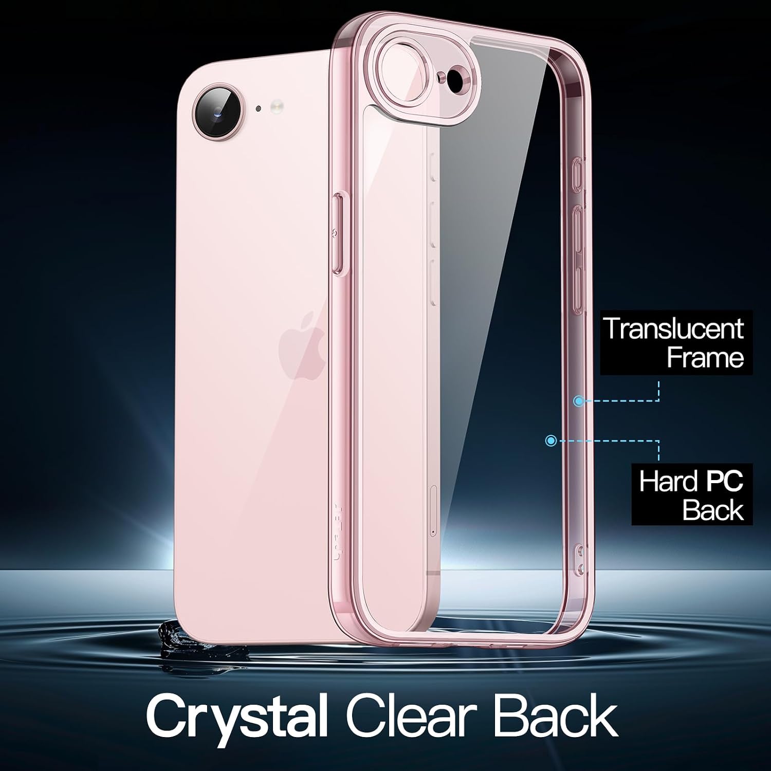 JETech Case for iPhone 17e (2026) / iPhone 16e, Non-Yellowing Shockproof Phone Bumper Cover, Anti-Scratch Clear Back, 6.1-Inch Display (Soft Pink)