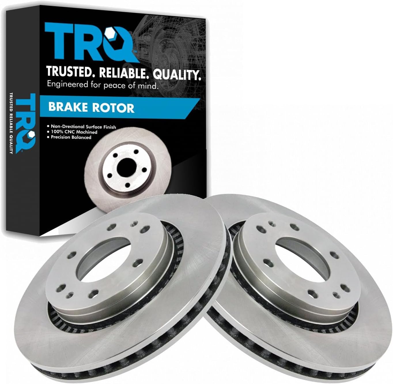 TRQ Front Brake Rotors Set Vented Compatible with 2006-2007 Buick Rainier 2006-2009 Chevrolet Trailblazer GMC Envoy 2006-2008 Isuzu Ascender 2007-2009 Saab 9-7x