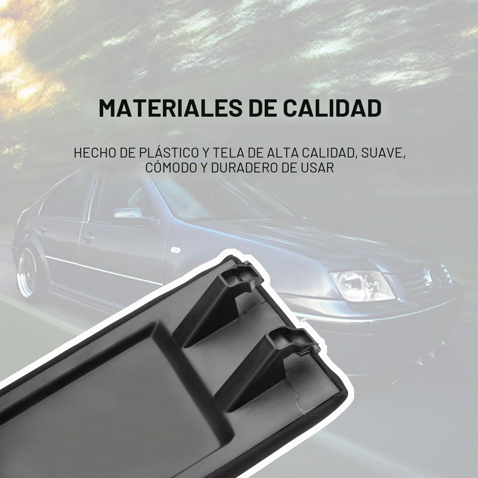 KASturbo Tapa de Reposabrazos para Consola Central Compatible con Jetta Bora Golf MK4 Polo Skoda Octavia Passat B5 (Negra Tela)