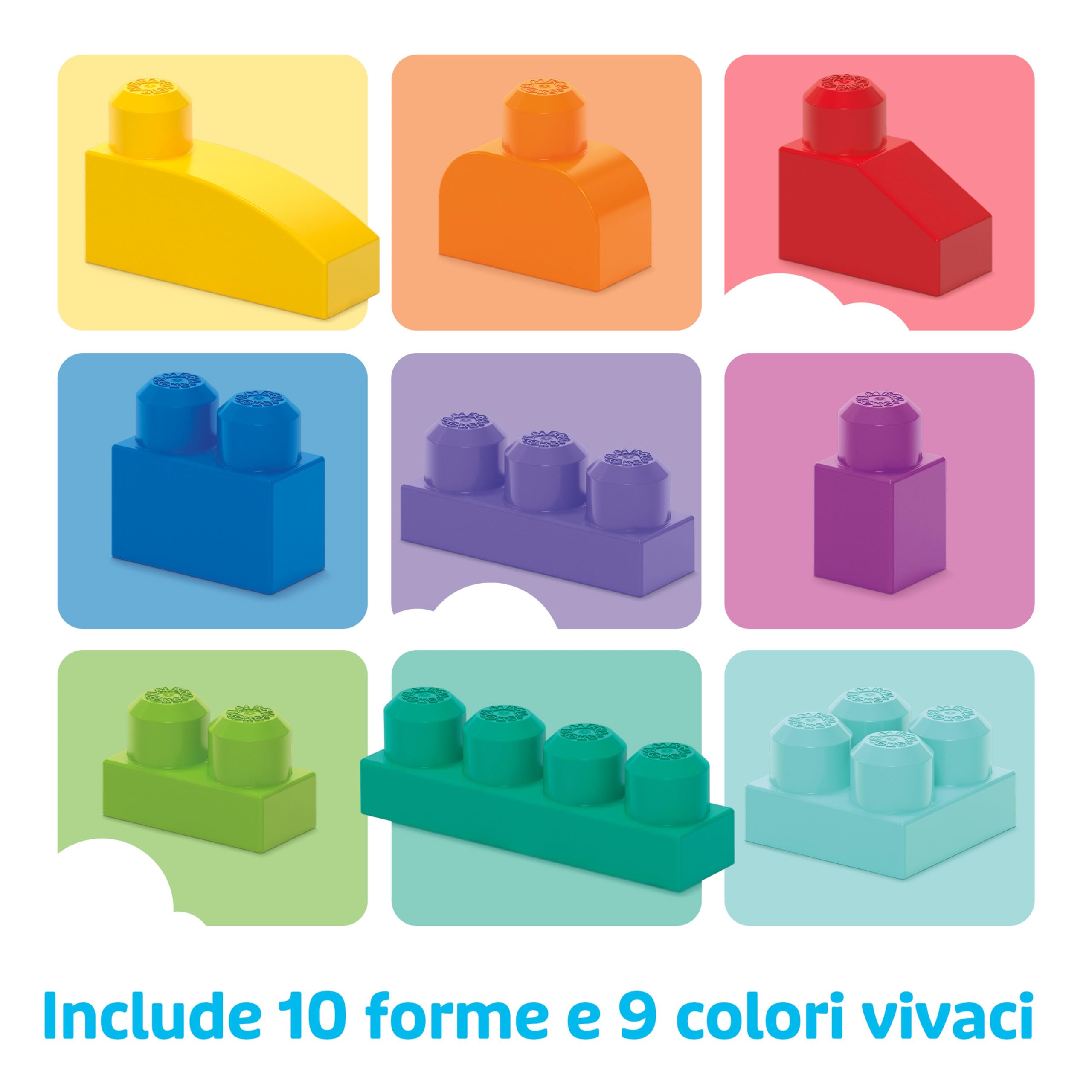 MEGA Bloks-Big Building Bag Sacca Ecologica, 80 Pezzi, Blocchi da Costruzione, Giocattolo per Bambini 1+ Anni, Colore Blu, DCH63