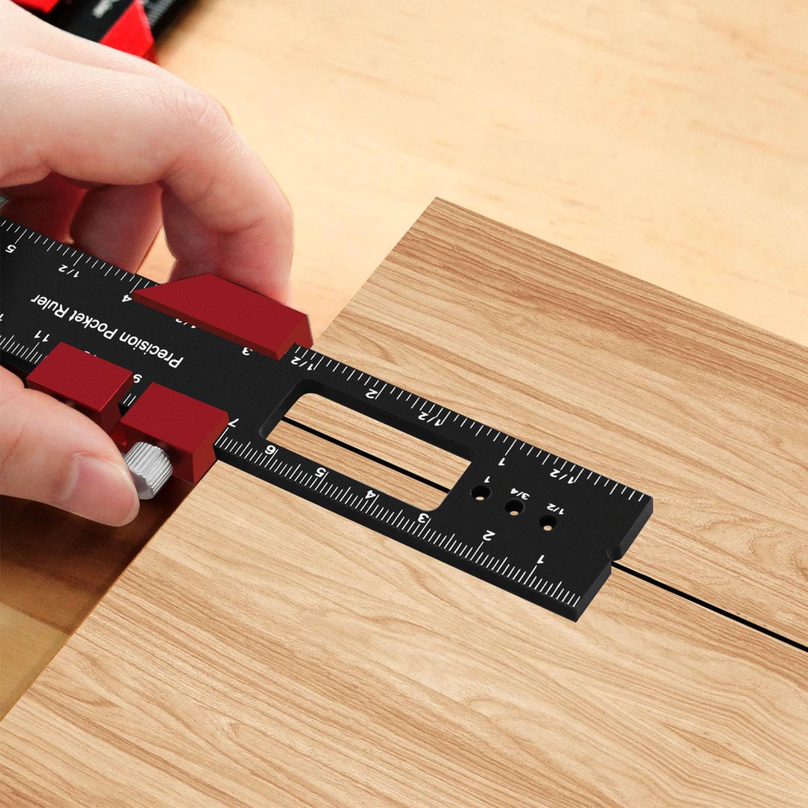 Woodworking Ruler, T Track Slide Ruler, High Accuracy, Equipped with Adjustable Sliding Stop Device for Fine Woodworking - Image 4