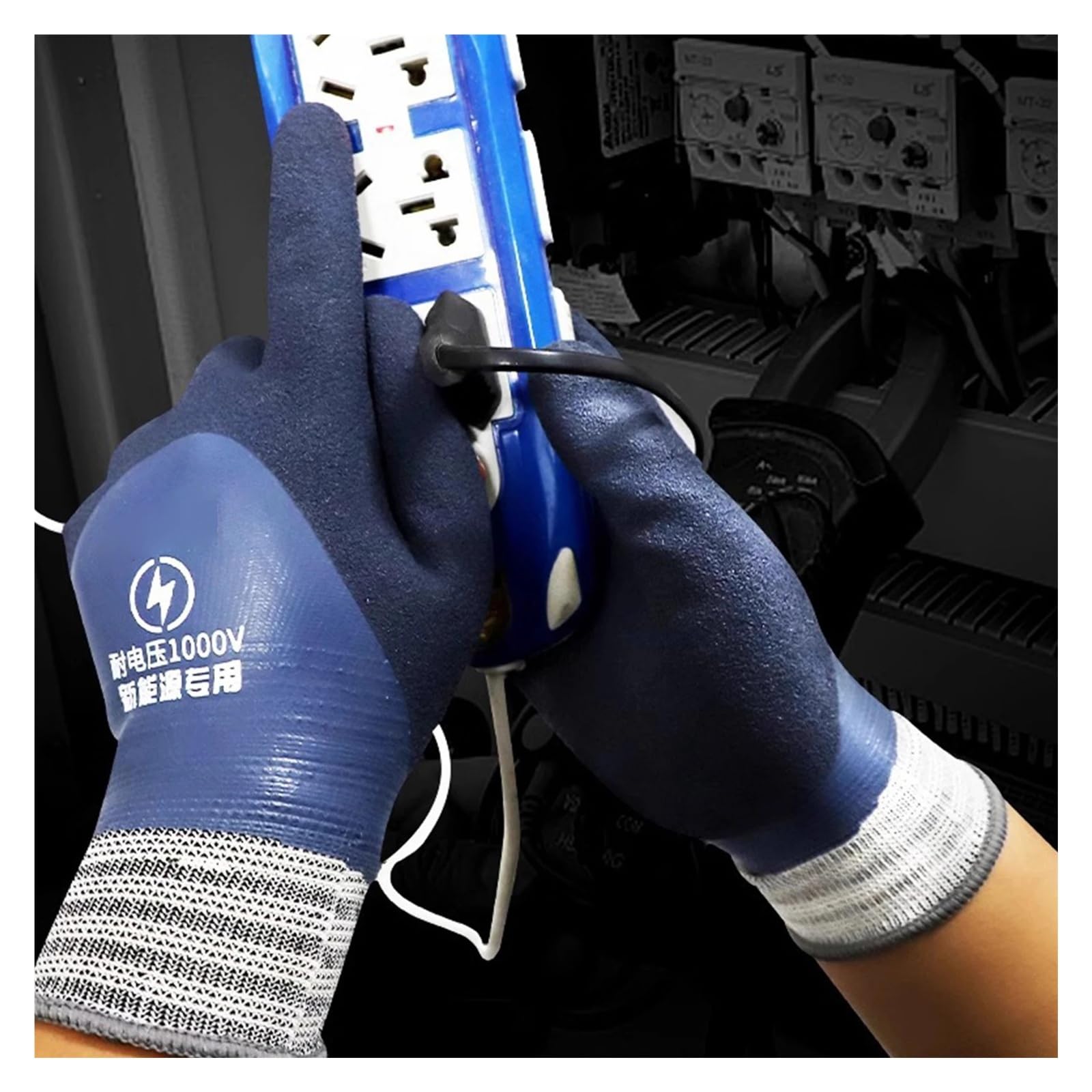 Guanti da elettricista resistenti alla tensione lavoro 1000 V elettrici isolati in gomma for elettricisti prevengono gli shock(5pairs)