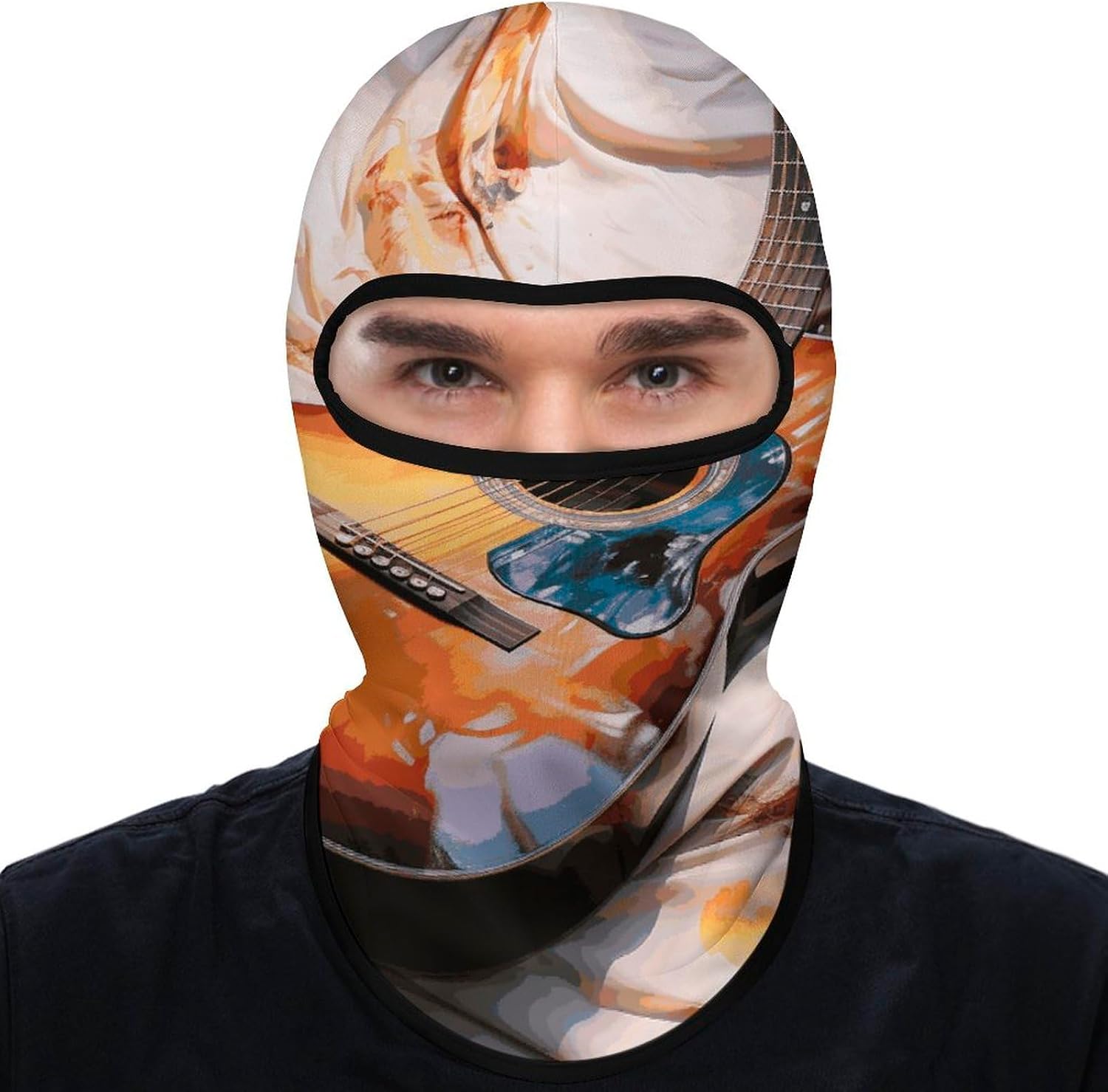 Balaclava Face Mask for Men Women Sun Protection Full Face Cover | Breathable Watercolor Acoustic Guitar Full Face Mask Windproof Ski Mask Motorcycle Helmet Lining for Outdoor Sport Cycling