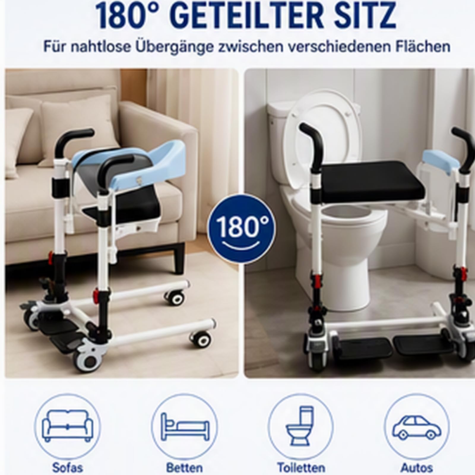 Sollevatore idraulico per pazienti, portata 120 kg, 82-96 cm, altezza
