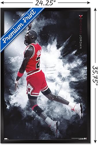 Miniatura 3 de Trends International Michael Jordan - Póster de pared Burst, 34 pulgadas de largo x 22.4 pulgadas, versión enmarcada en negro
