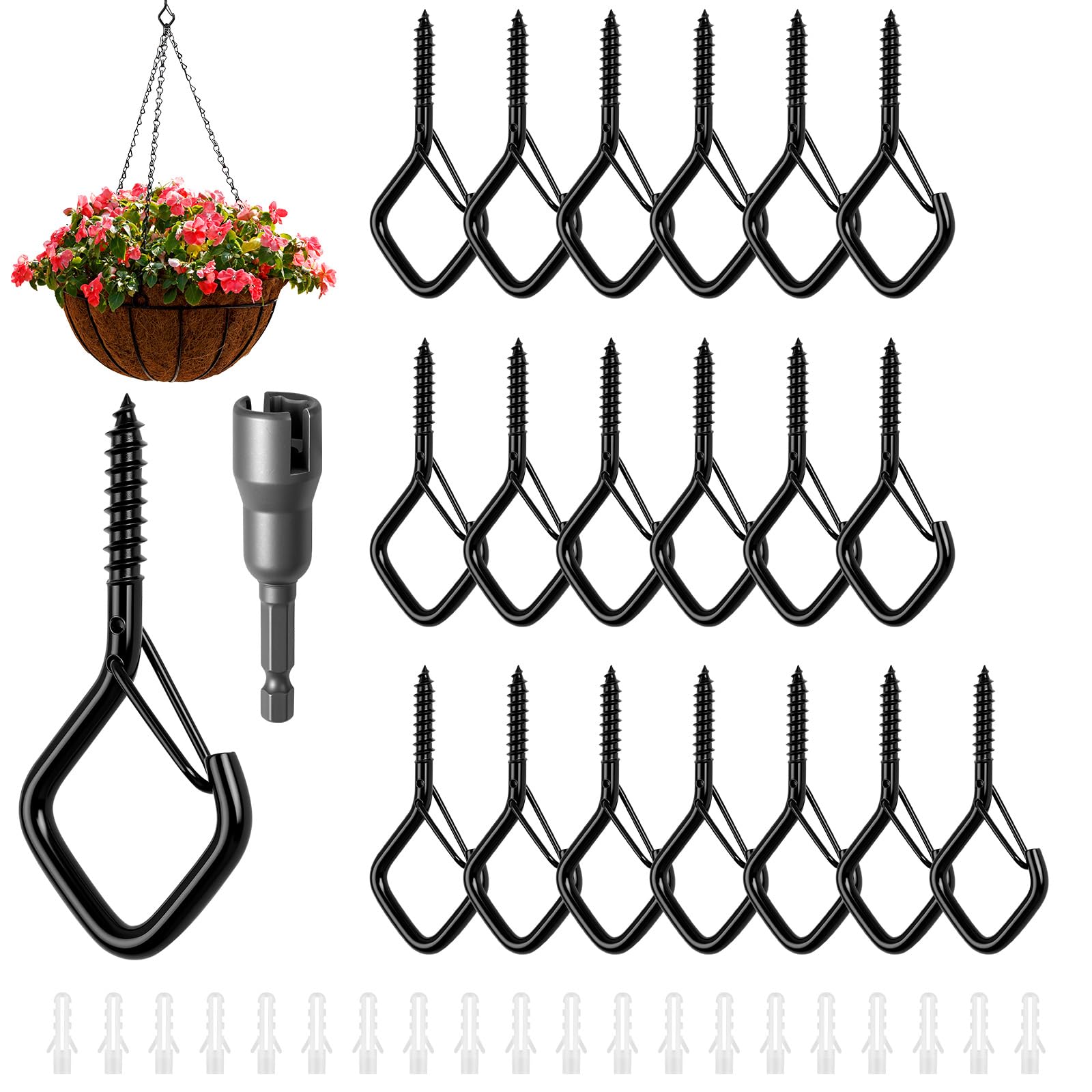 M5 Ganci Avvitabili, 20 Pezzi Ganci a Vite per Legno Vite a Gancio in Acciaio Inox, Ganci Da Soffitto, Viti ad Anello con Blocco di Sicurezza, per Appendere Piante,Campanelle,Catene Luminose