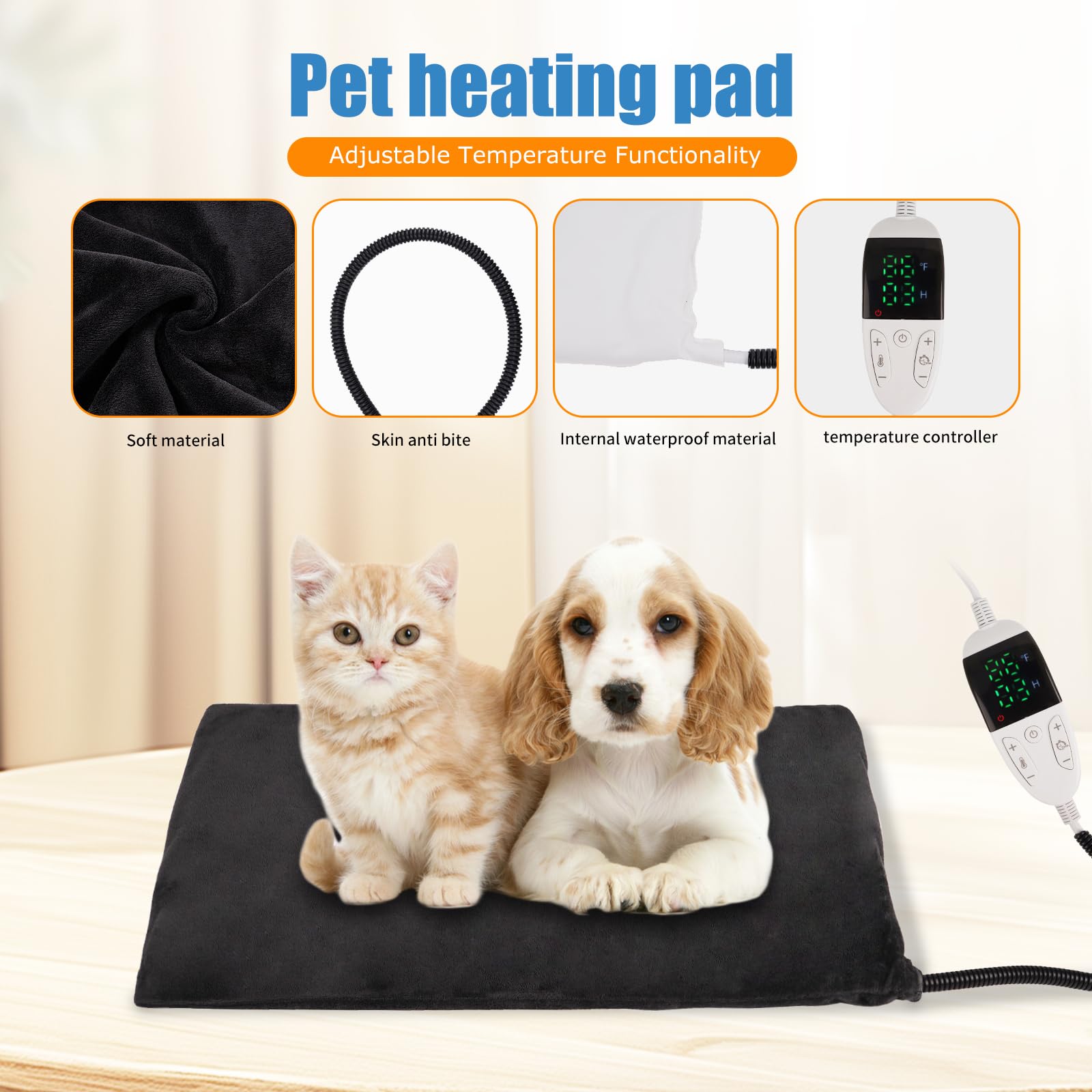 85 Incubadora para Cachorros y Gatitos Plegable Caja Incubadora para Perros con Calefacción Termómetro Visual Nebulizador para Mascotas Aves PáJaros Reptiles (85 L)