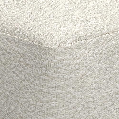 Miniatura 8 de SIMPLIHOME Chantal - Puf boucle cuadrado de 24 pulgadas de ancho en marfil, otomano de estilo contemporáneo hecho a mano, asiento acolchado o
