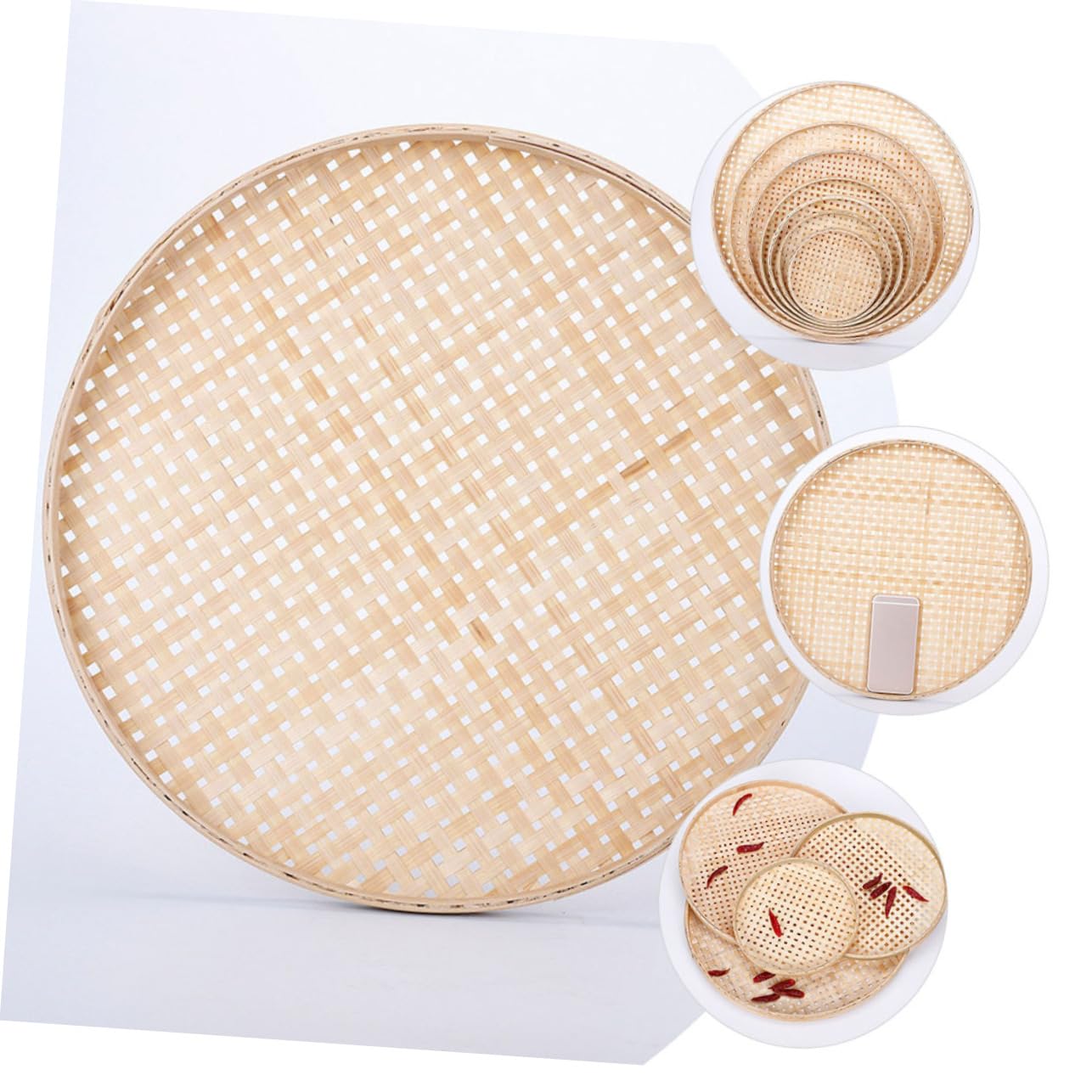 Garneck 2pcs Home Accessory Snack Serving Tray Household Tray Basket Weaving