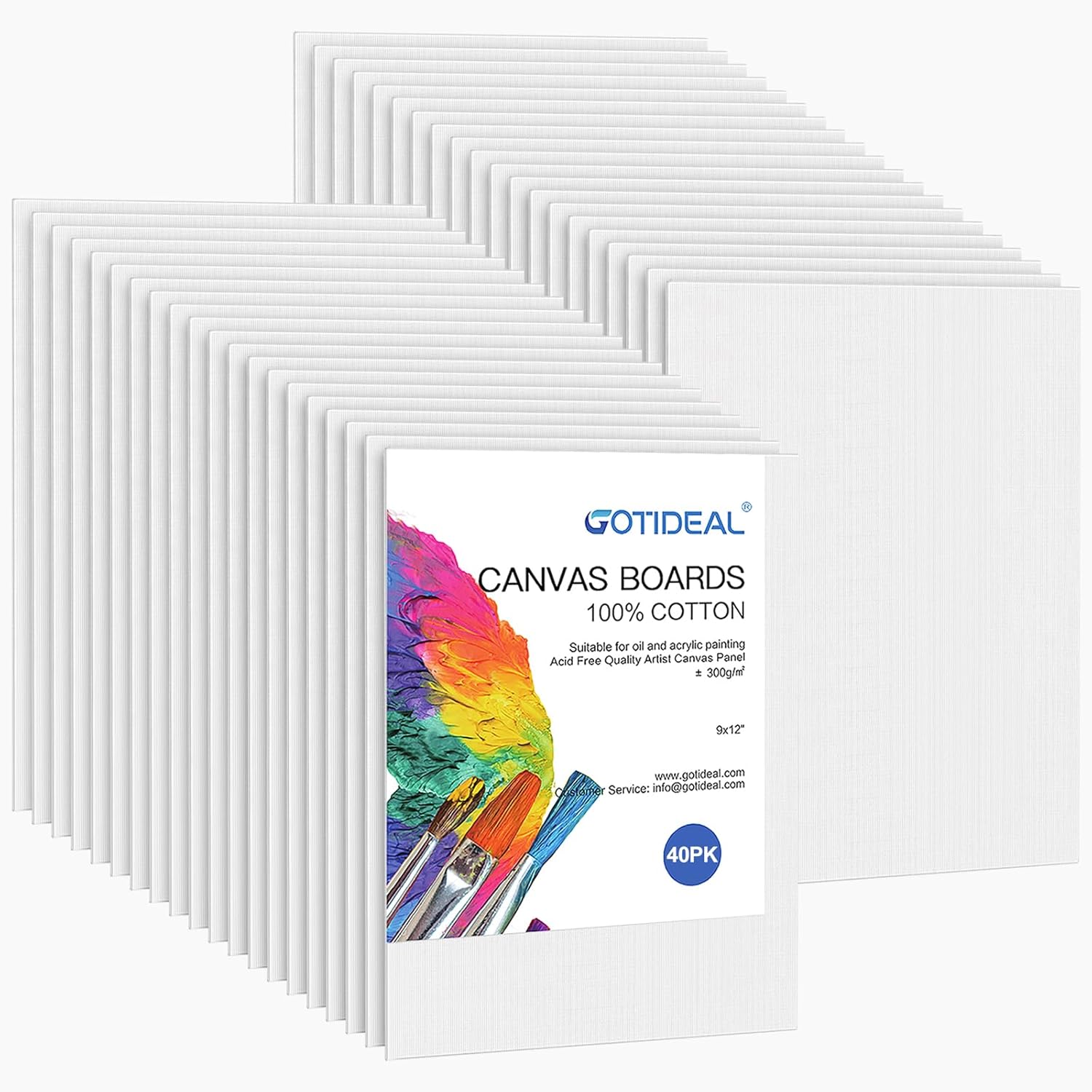 Canvas boards 40pcs 9x12 primed white with 100% cotton