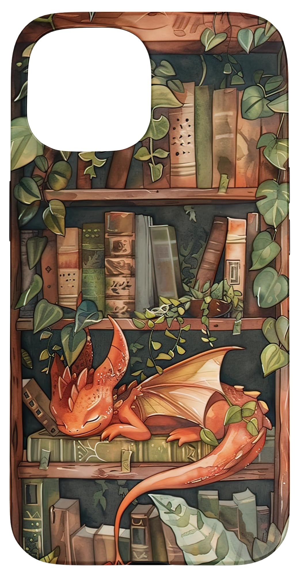 iPhone 15 Cute Dragon Books Cottagecore Flower Bookworm Book Lover Case