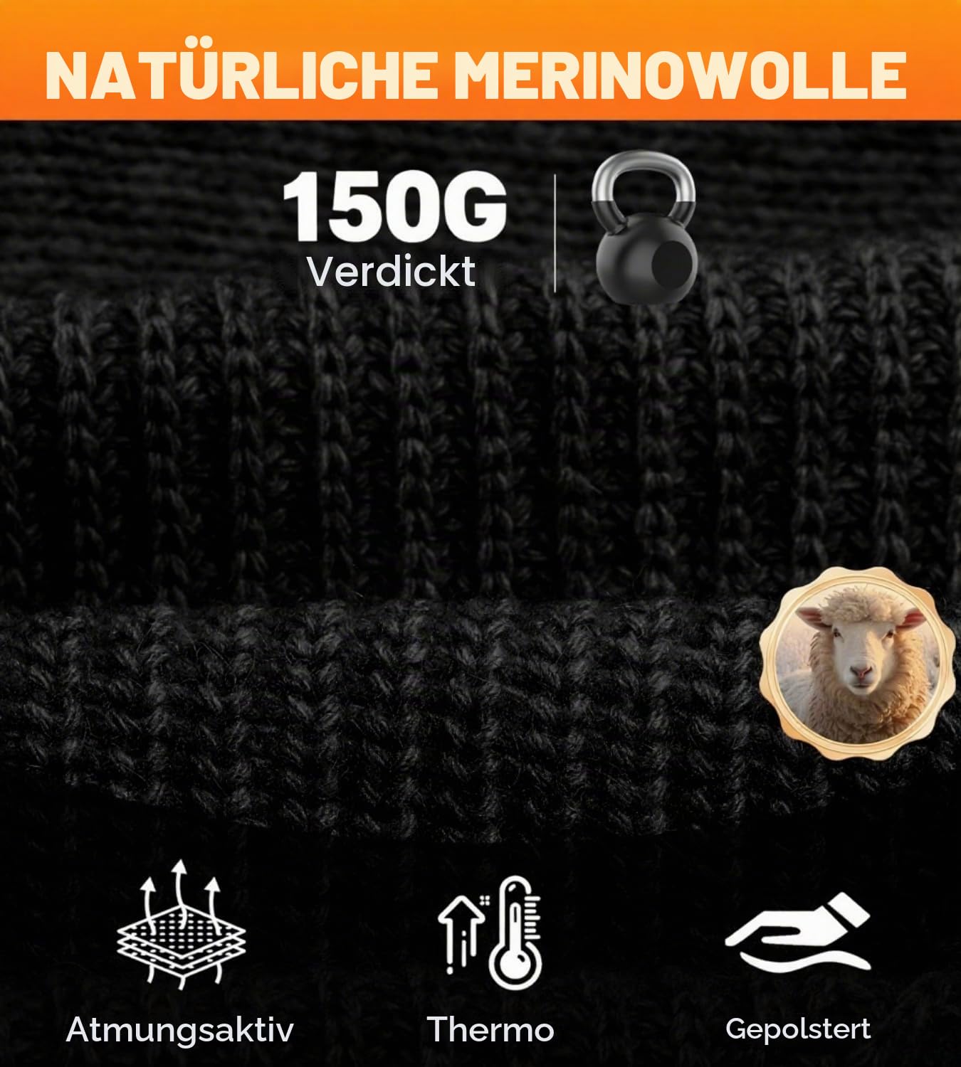 FREEHILL Merinowolle beheizte Socken für Männer Frauen, One-Click Control wiederaufladbare kaltes Wetter Knie-hohe Socken (Schwarz, L)