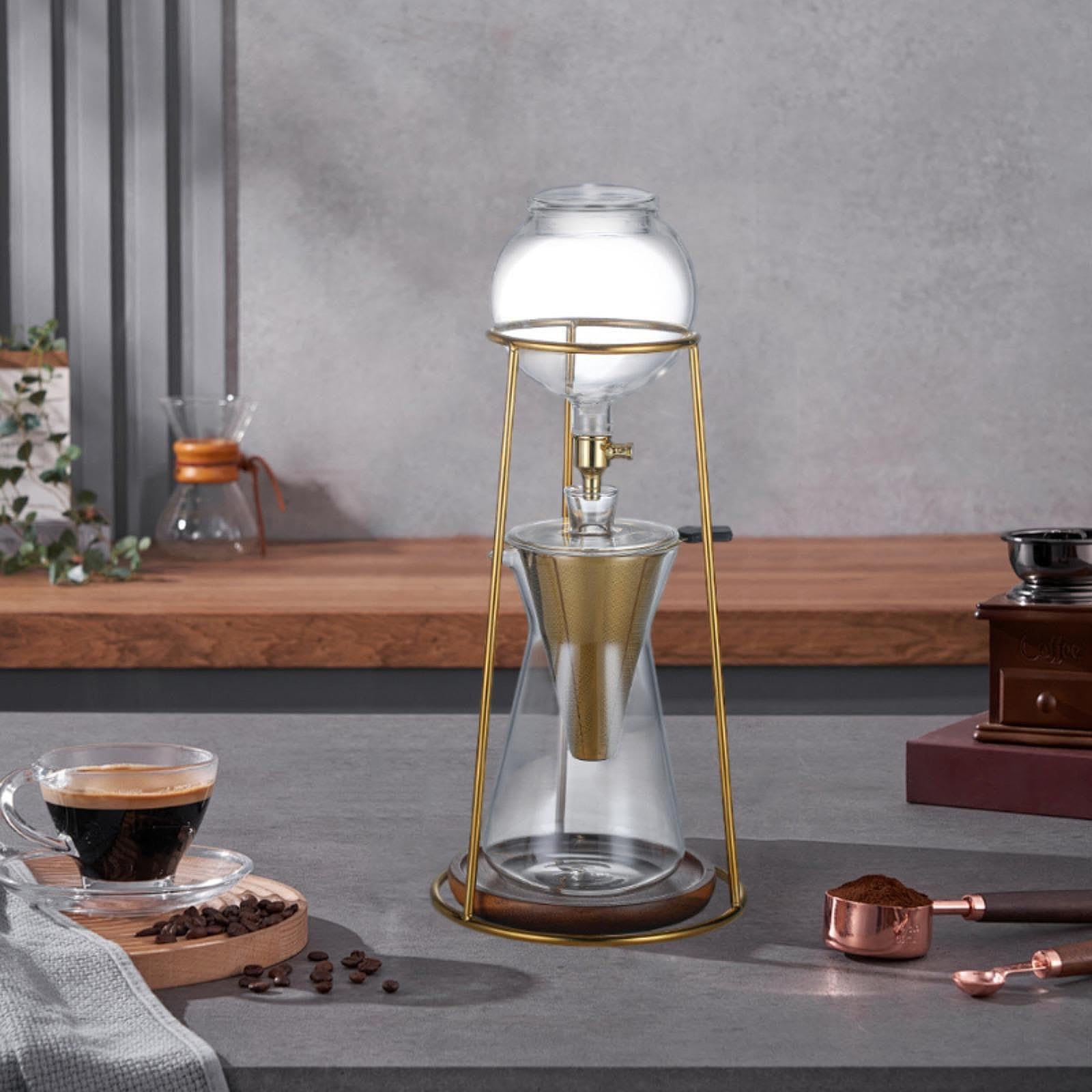 Cafetera de Goteo en Hielo, de Vidrio de Borosilicato, para Café Frío, Ideal para El Hogar O El Bar.