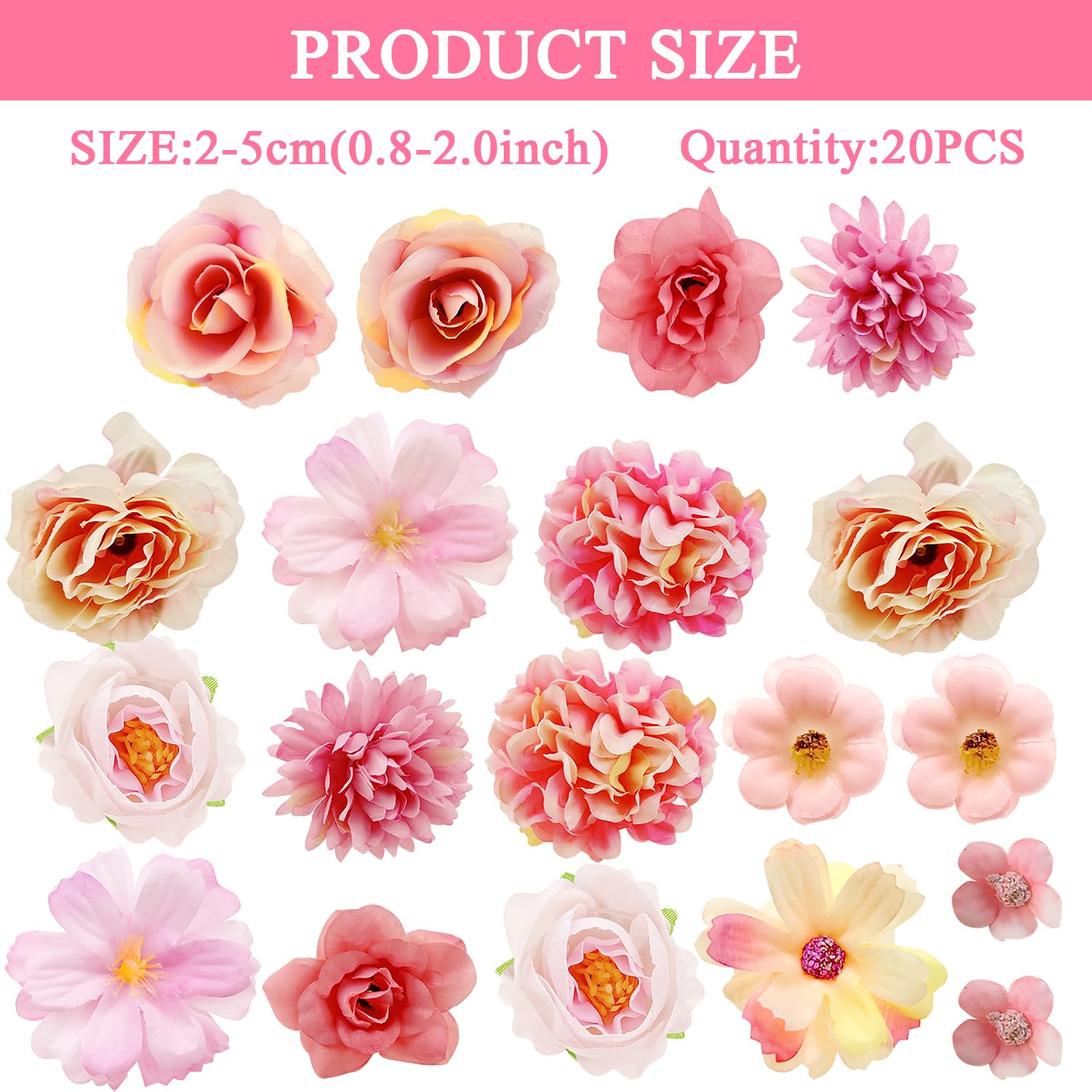 Jaczora 20 PCS Pink Artificial Flower - Image 2
