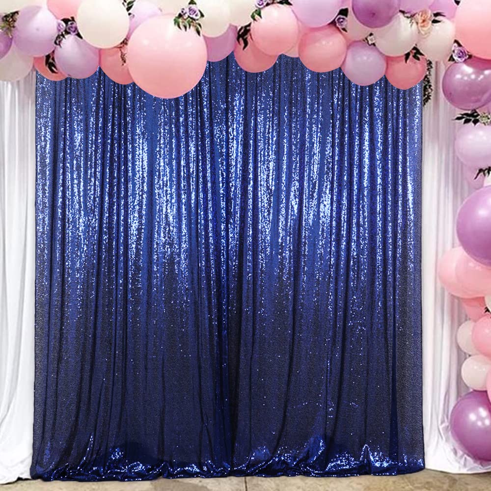 AMZLOKAE Sequin Backdrop Navy Sequin Curtain Backdrop 8FTx8FT Photography Backdrop Navy Blue Fabric Shower Curtain Glitter Backdrop Bridal Shower Background