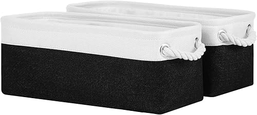 Miniatura 32 de DULLEMELO Paquete de 2 cestas de baño para inodoro, cubos de almacenamiento pequeños para organizar armarios, armarios, estantes, cestas de Asas de