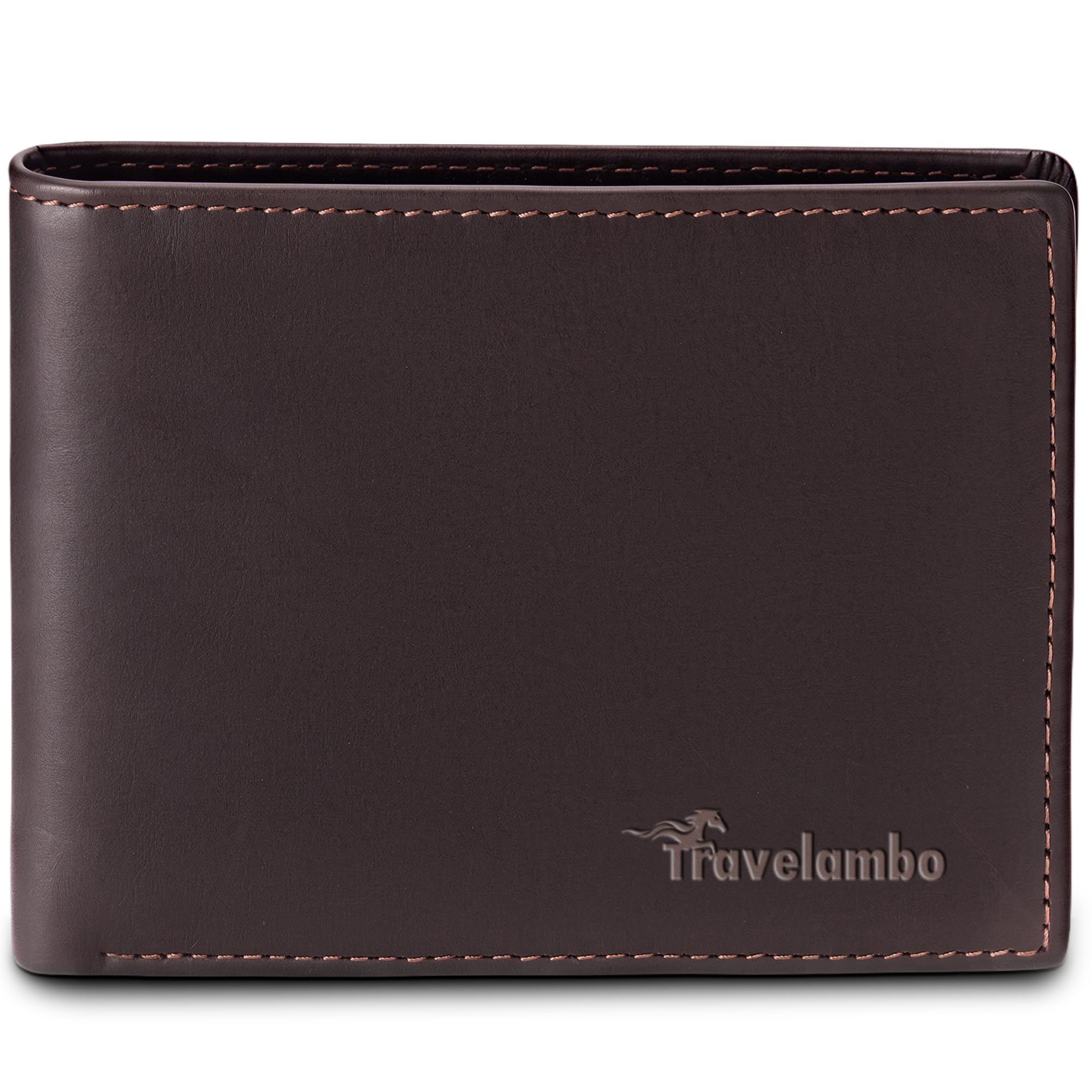 Travelambo Leather Wallet for Men, Slim Minimalist RFID Credit Card Holder