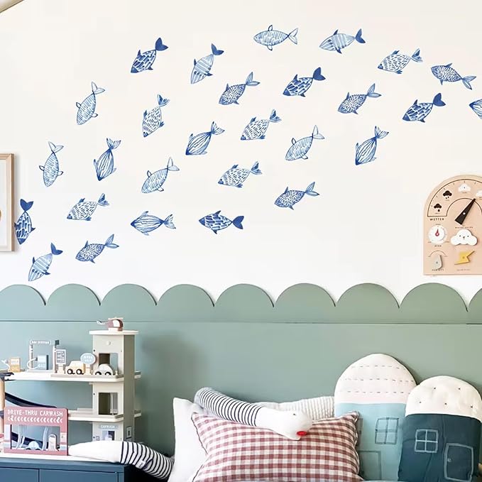 Vinilos decorativos peces azules 30 piezas miniatura 4