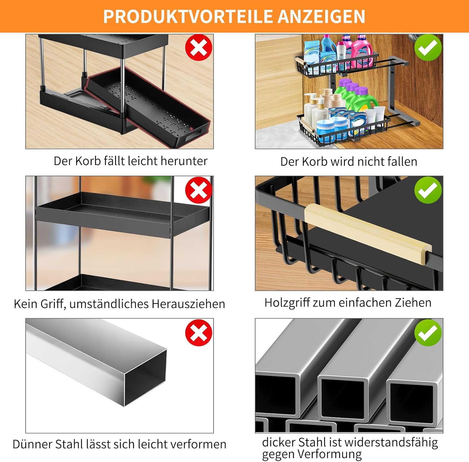 Organizer Sottolavello, Confezione Da 2, Scaffale Portaoggetti A 2 Pack 2 Tier Storage Rack Multifunctional For Kitchen Bathroom And Office  P 136819568 Cat 7883