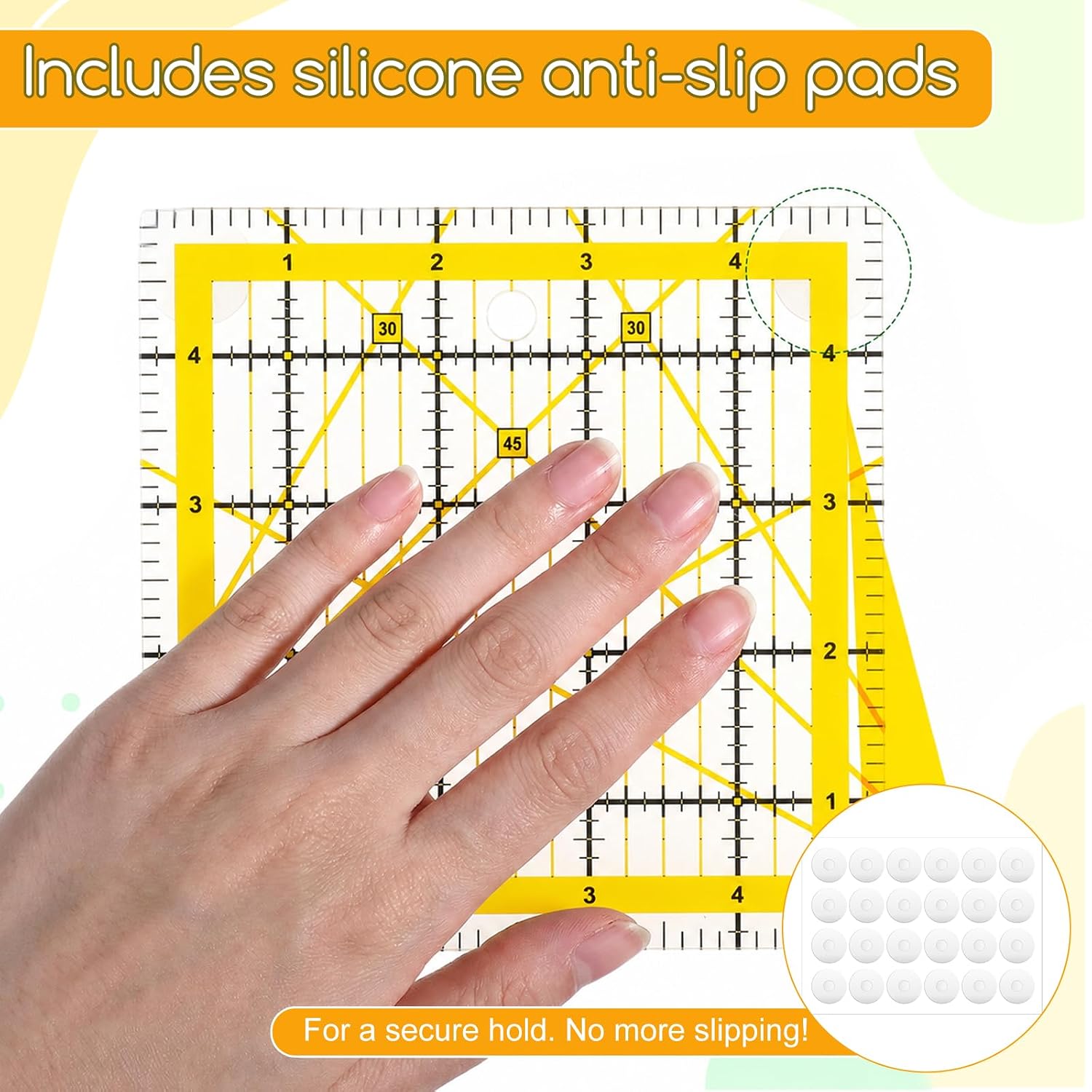 10 Pieces Quilting Rulers Templates, 2.5",3.5", 4.5", 5", 6", 7", 8.5", 9", 10",12" Square Sewing Ruler Fabric Cutting Rulers Acrylic Quilters Ruler with Non-Slip Pads for Quilting and Sewing