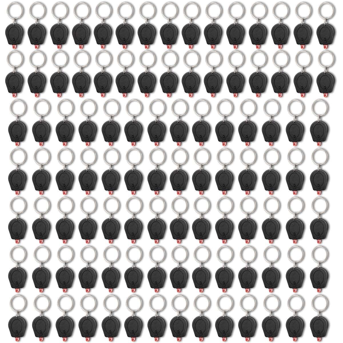 RaySoar 100 Pack Ultra Bright Red LED Keychain Flashlight, Mini Red Light Red Keychain Flashlight for Night Observation