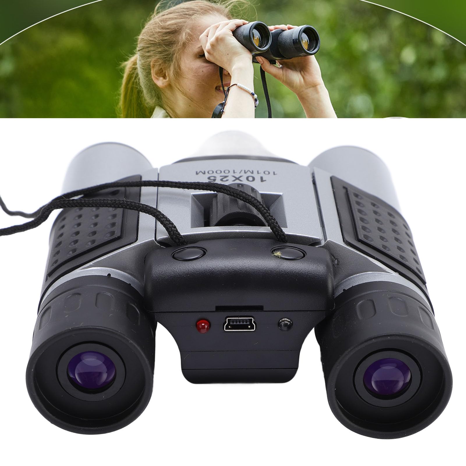 Camera da Binocolo 10x25 per Adulti, Binocoli 10x con Fotocamera, Registratore Fotografico Video con Carta di Archiviazione da 32 GB per Concerti di Viaggio da Caccia per Uccelli