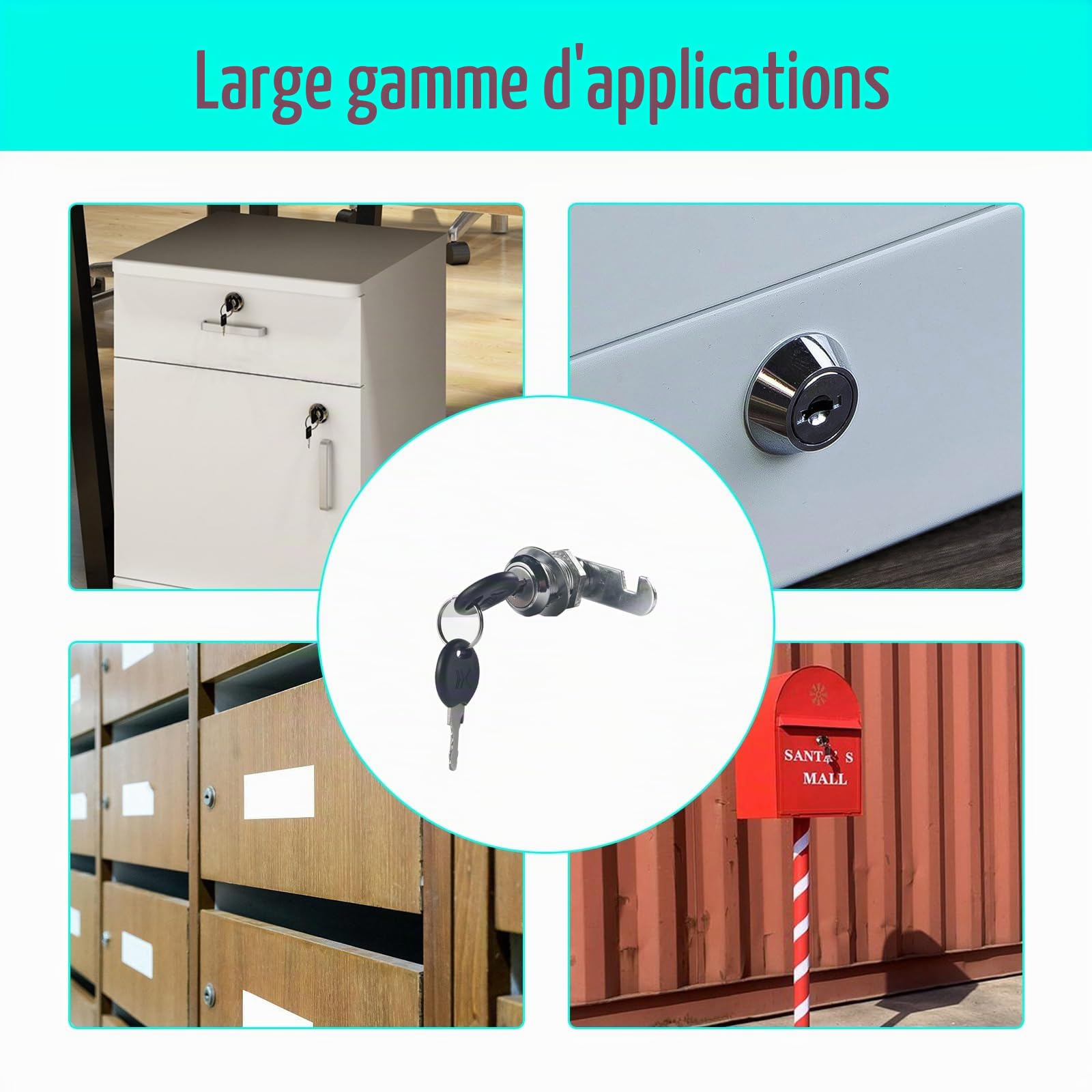 TopHomer 25 mm Verrou à Came Cylindrique Universel - Serrure pour Boîte aux Lettres/Armoire/Tiroir | Alliage Zinc | 2 Clés Incluses