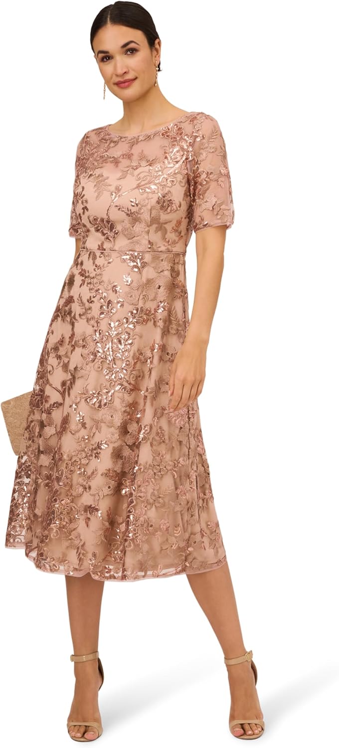 Adrianna Papell Womens Sequin Embroidery Dress - Image 4
