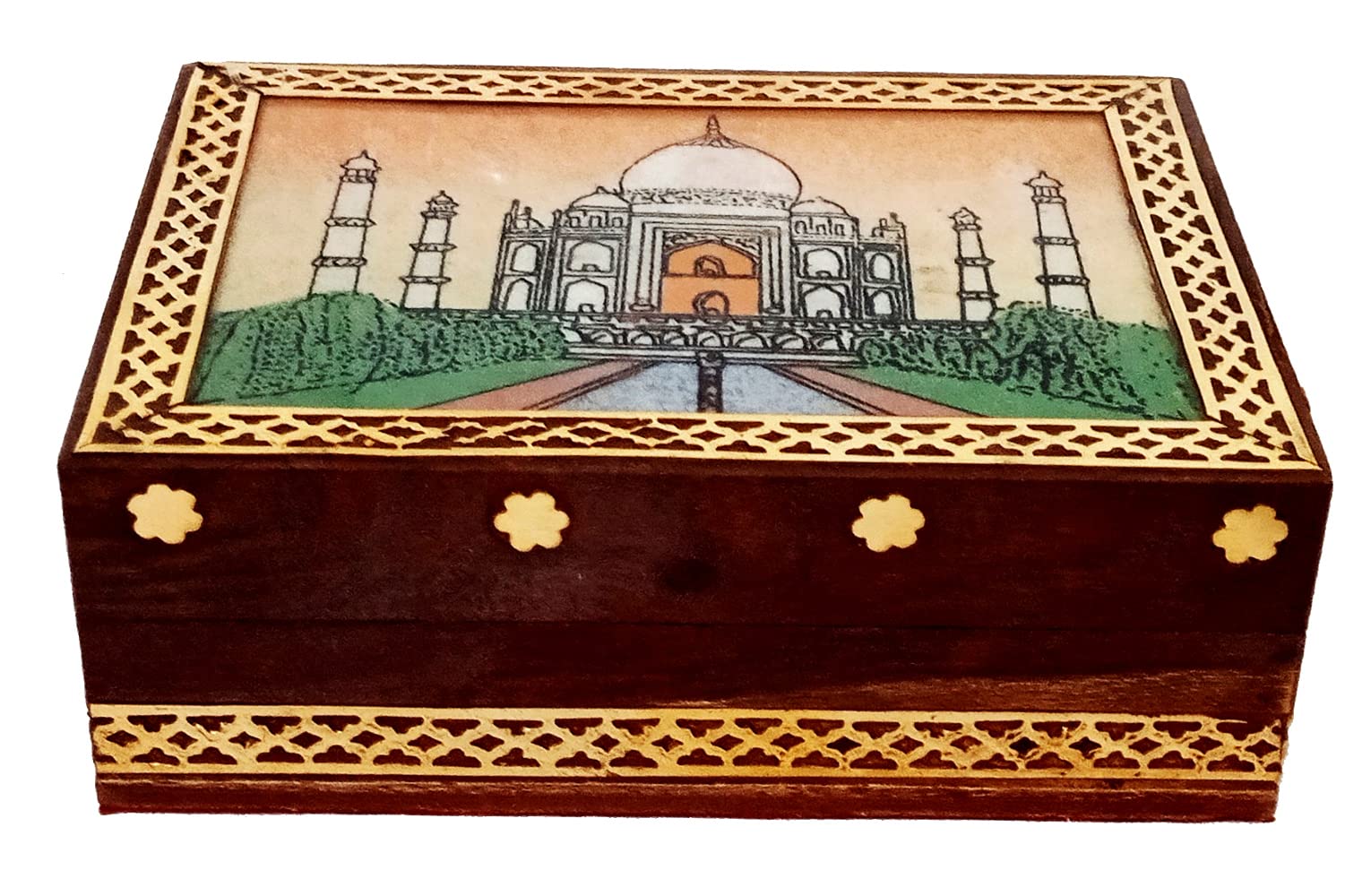 Boîte souvenir Taj Mahal en bois, le cadeau de collection idéal avec pierres