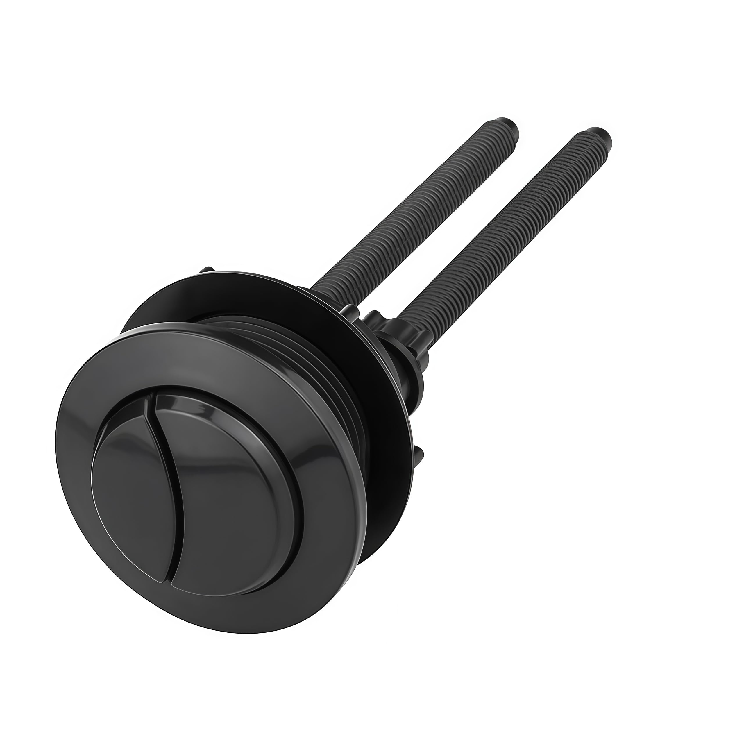 View 1 of (Installation hole diameter: 3.8cm/1.5in, size: Small) Black toilet flush button, 1 double toilet flush button round head, used for bathroom toilet water tank maintenance