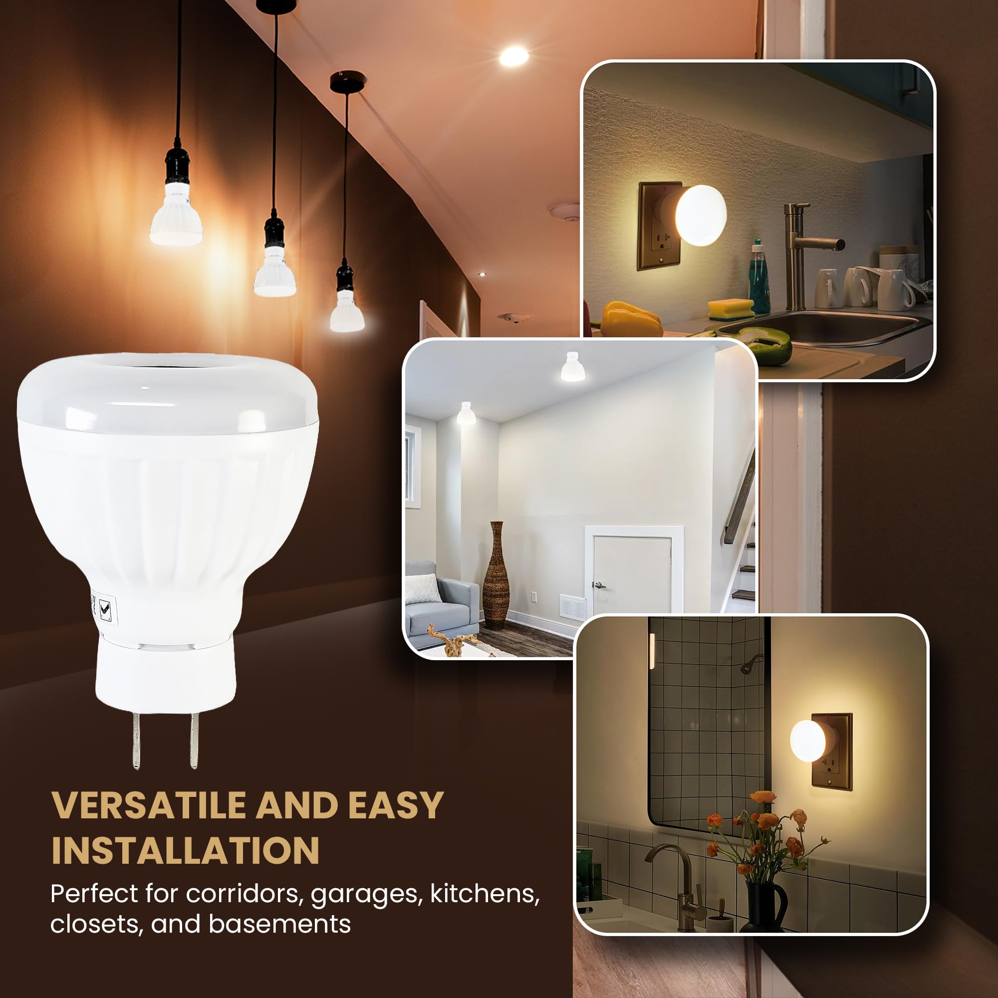 Sensor de movimiento brillante de 5 W, luz nocturna enchufable, salida de CA, color blanco frío, 6500 K, lámpara LED automática activada por movimiento, del atardecer al amanecer, dormitorio, pasillo, 6