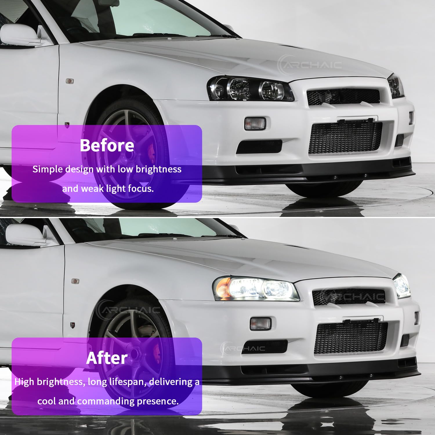 Amazon | Archaic製 日産 スカイライン R34 用 LED ヘッドライト E