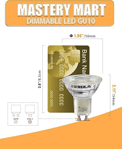 Miniatura 5 de MASTERY MART Bombilla LED GU10, luz blanca diurna de 5000 K, bombillas regulables de 5.5 W equivalente a 50 vatios 500 lm, bombilla de foco de