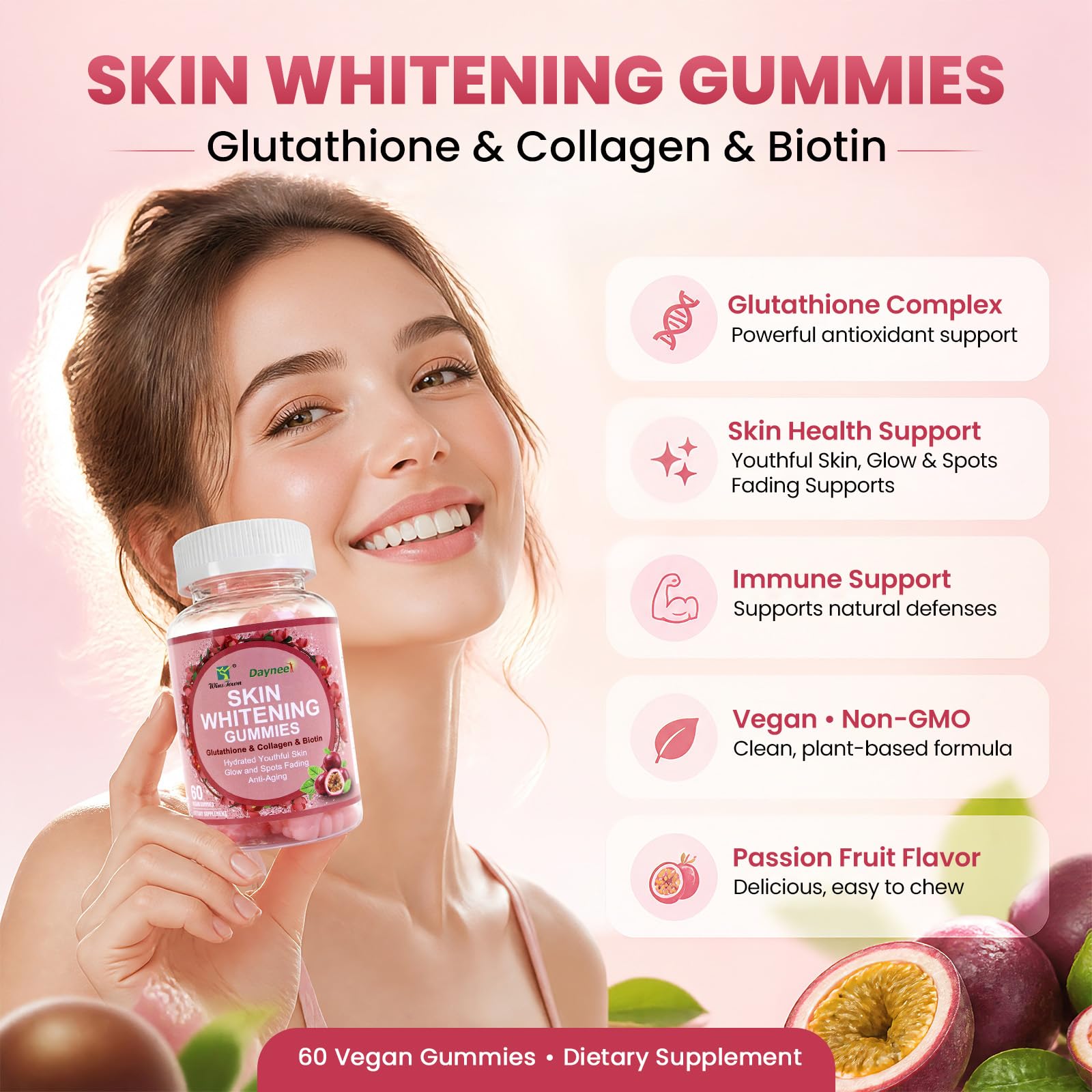 Skin Whitening Gummies, Beauty & Antioxidant, 60 Ct — Amazon image 2
