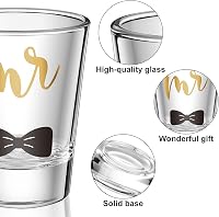Patelai Mr and Mrs Arany Esküvői Pálinkás Pohár Szett - 2 db Elegáns Üveg Pohár Párnak, Nászajándék, Eljegyzési Ajándék, Évfordulóra, 60ml 3