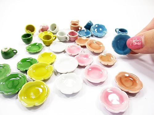 Miniatura 3 de Casa de muñecas en miniatura mixto 36 de cerámica taza de café platillo Vieira plato 1712