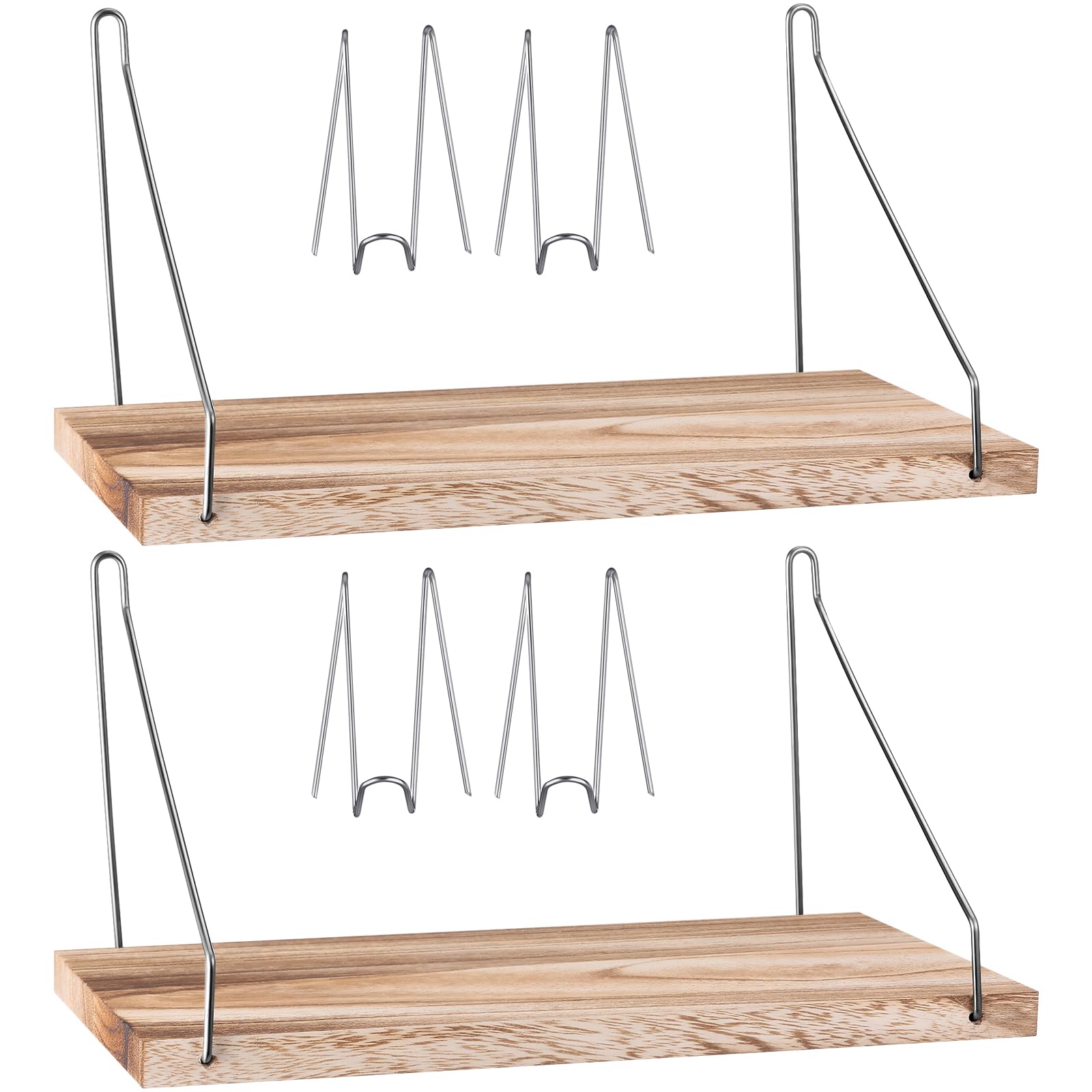 Leinuosen 2 Set Fabric Wall Shelf Cubicle Hooks Office Cubicle Shelf Hanger with Hooks 11.8 Inch Wooden Storage Organizer for Work Picture Home School