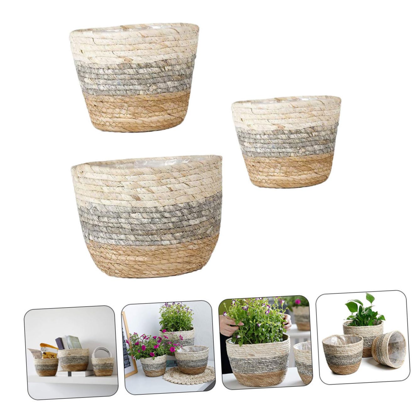 UPKOCH Strohflochtopf für Blumentopf und Topfpflanze